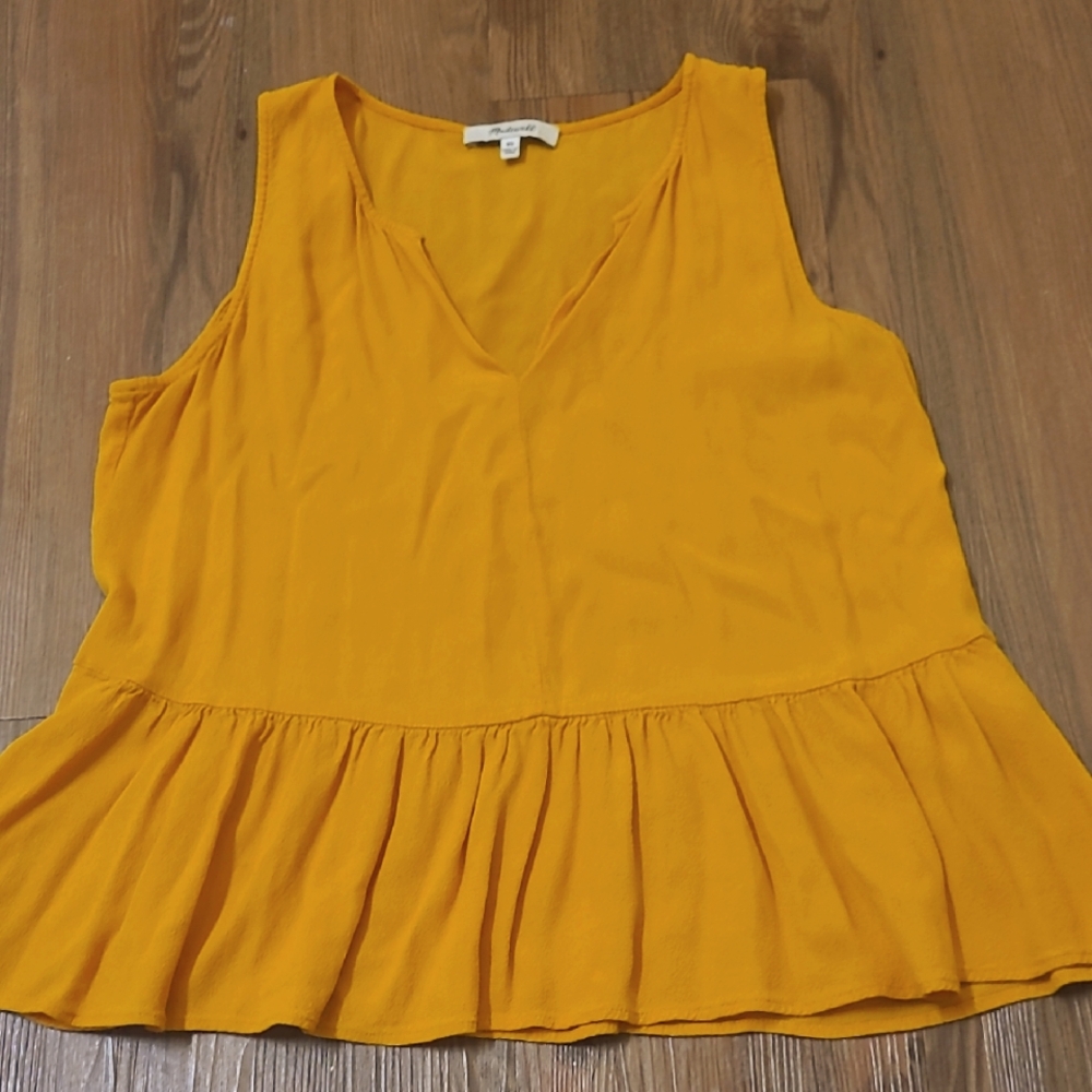 Madewell Mustard‎ Sleeveless Peplum Blouse